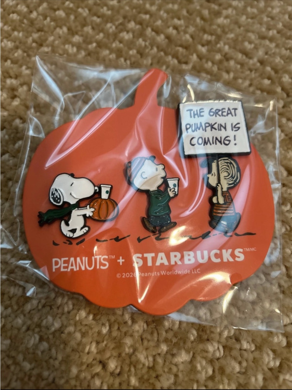 Starbucks Peanuts Great Pumpkin Pin Set of 3